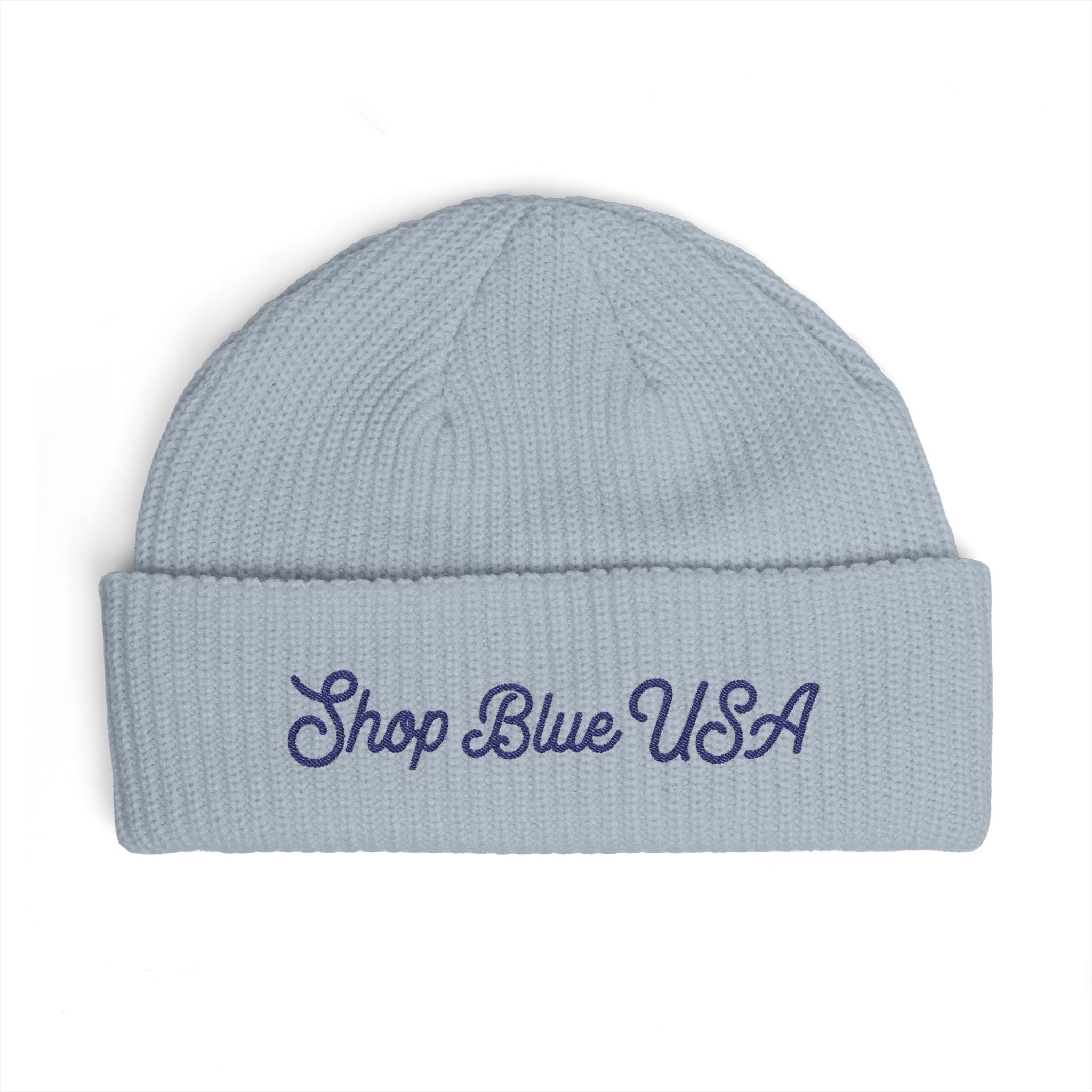 Shop Blue USA Embroidered Light Blue Cuff Beanie