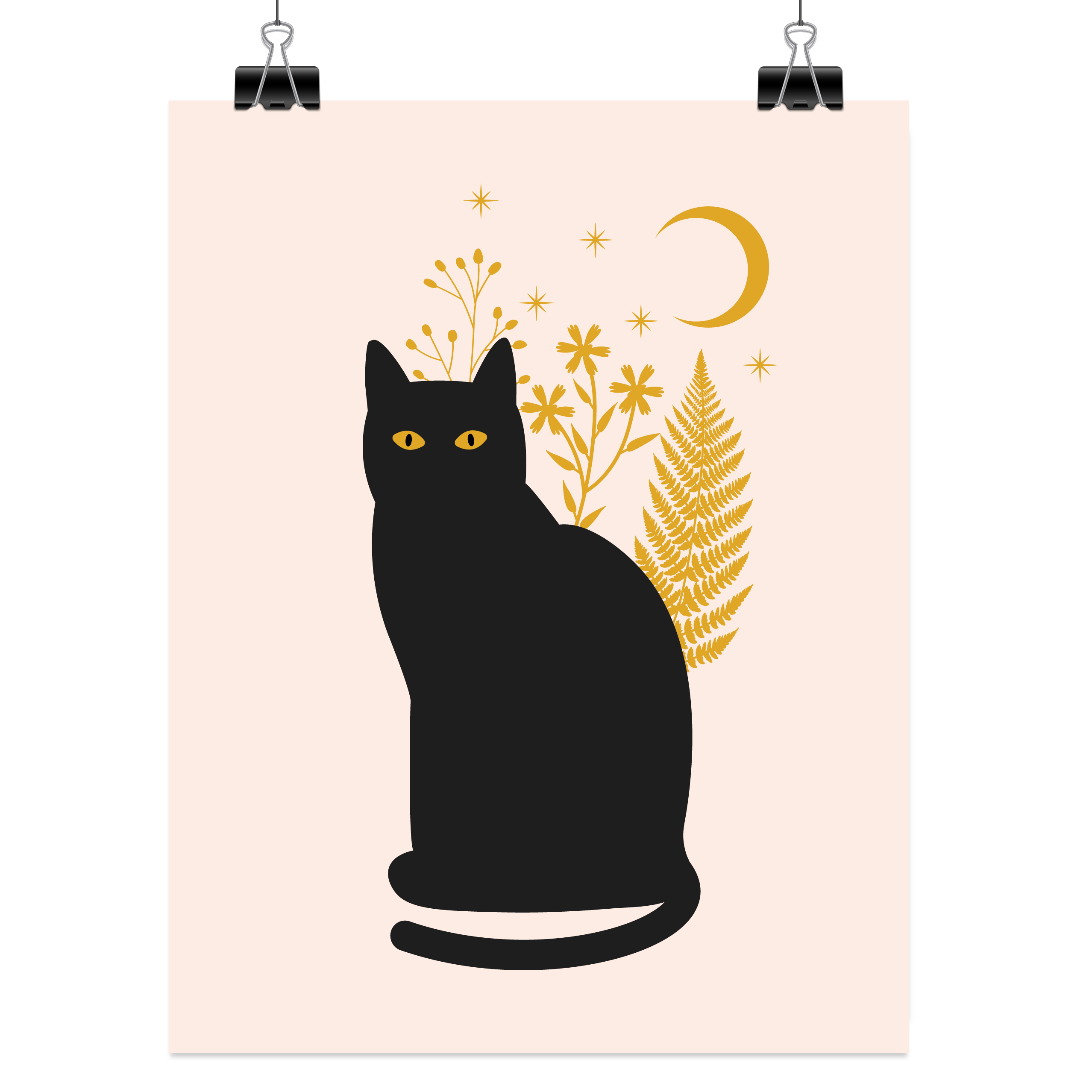 Black Cat Moon - Large Art Print (8.5 x 11)