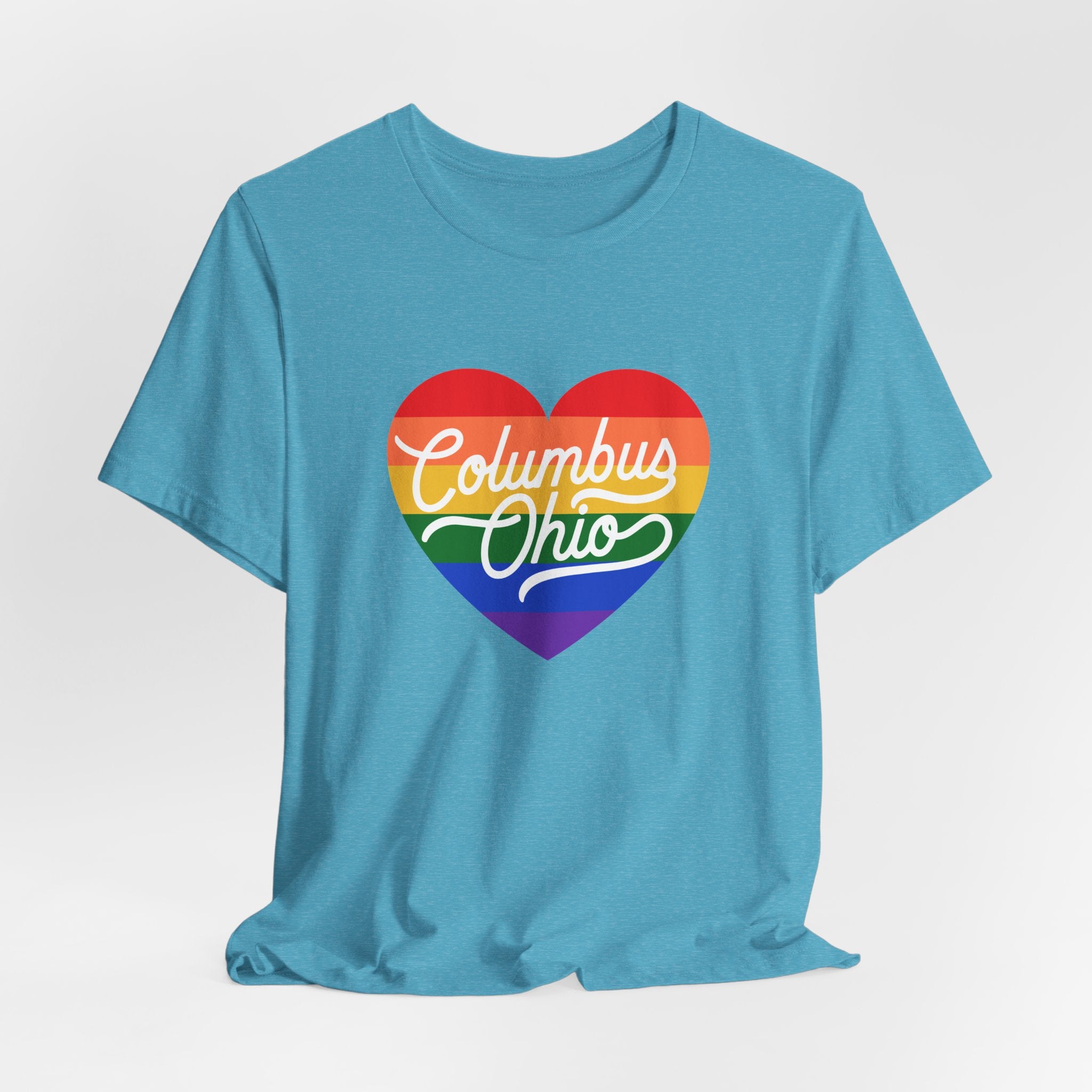Columbus Ohio Rainbow Pride Heart T‑Shirt