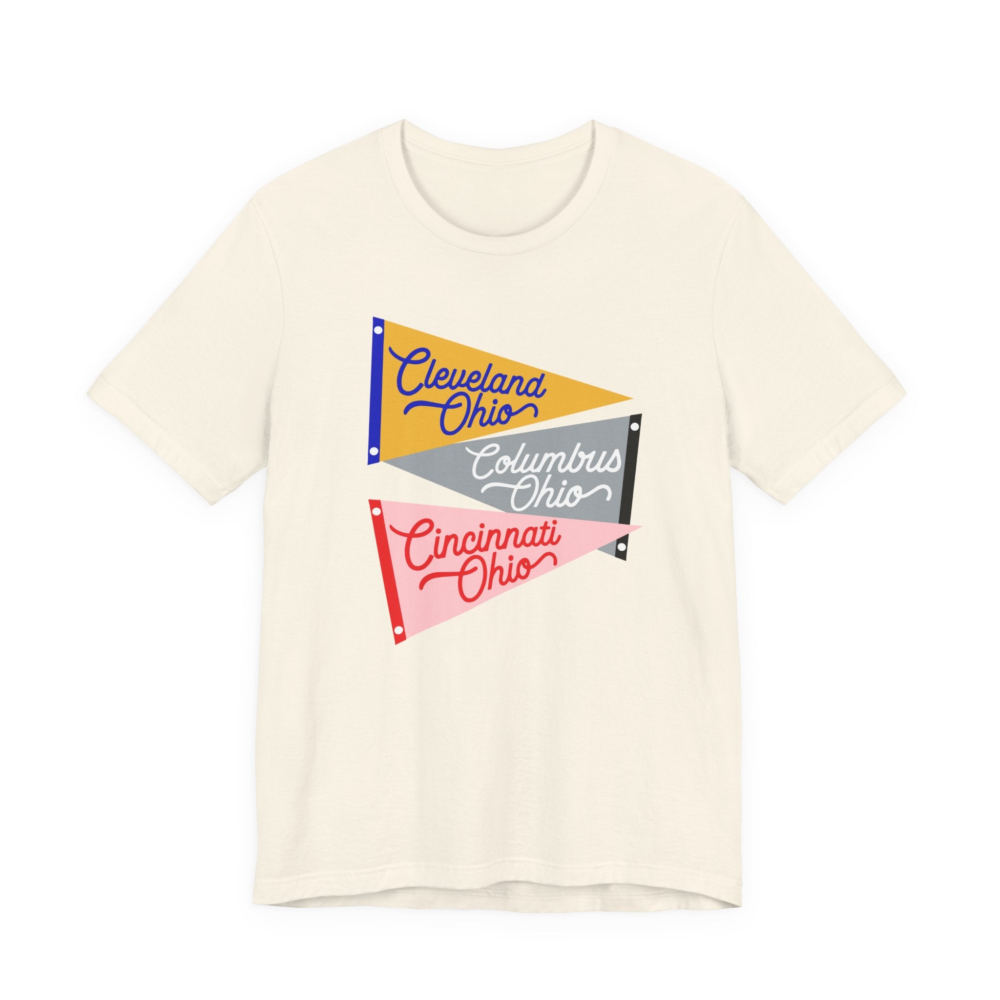 Ohio Pennant Cities T-Shirt — Cleveland Columbus Cincinnati