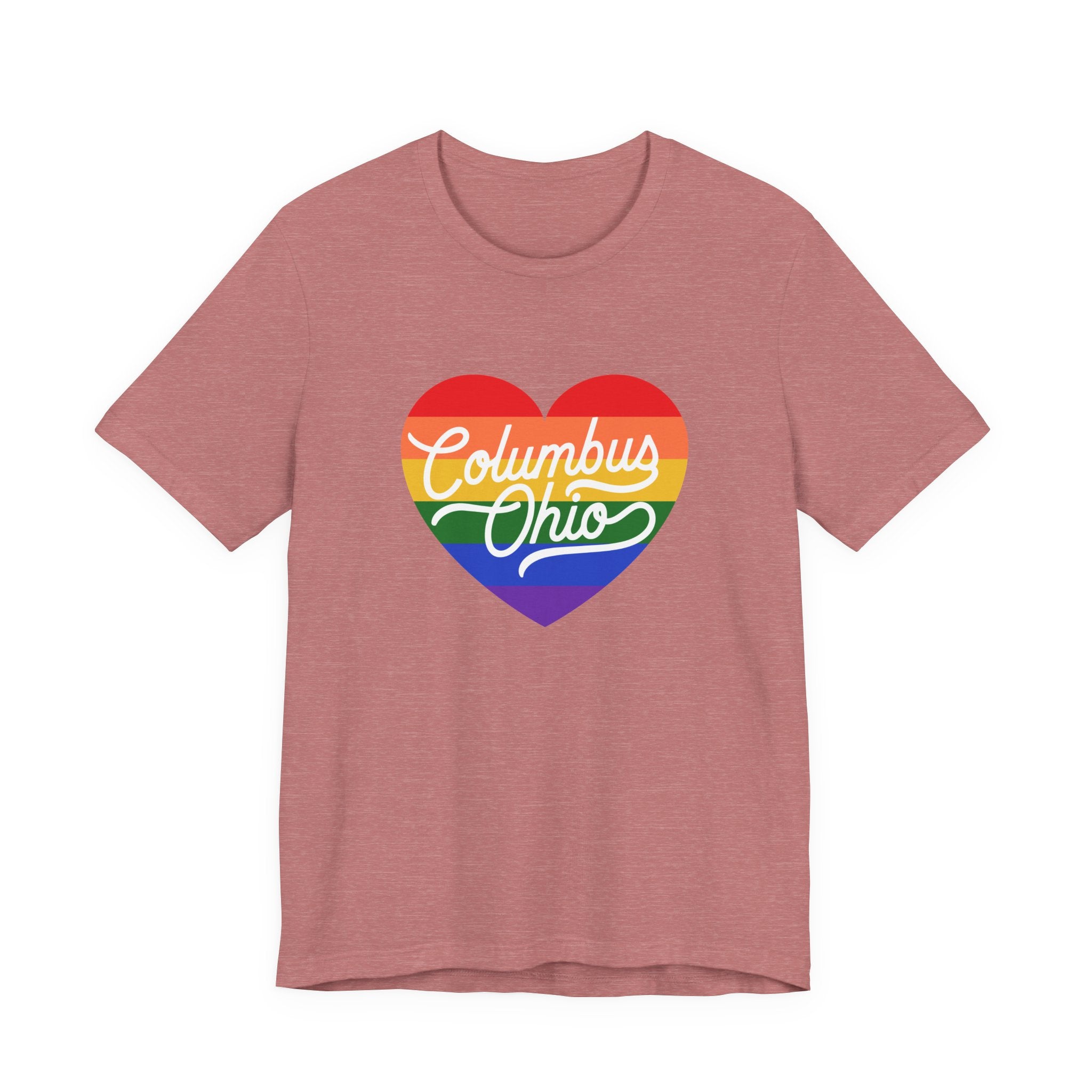Columbus Ohio Rainbow Pride Heart T‑Shirt