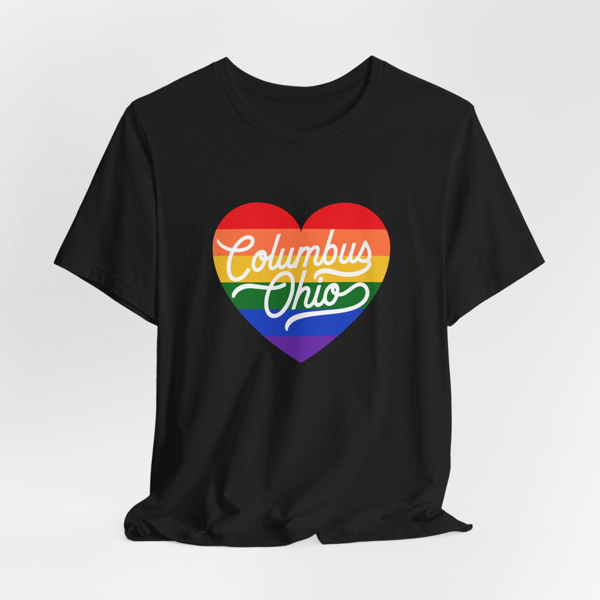 Columbus Ohio Rainbow Pride Heart T‑Shirt