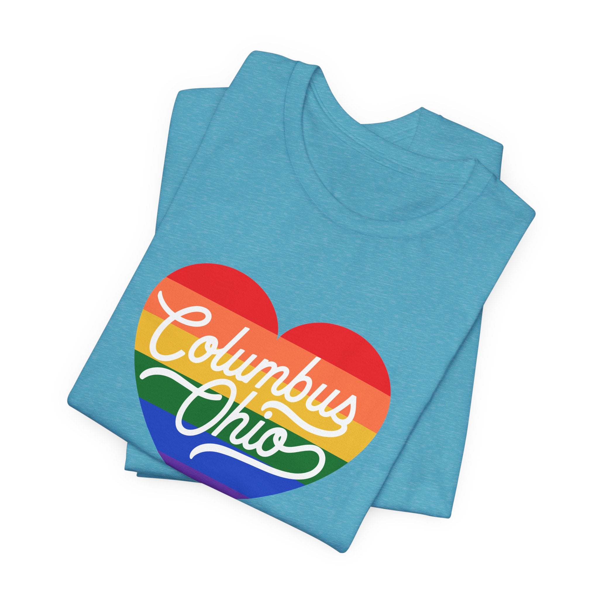 Columbus Ohio Rainbow Pride Heart T‑Shirt