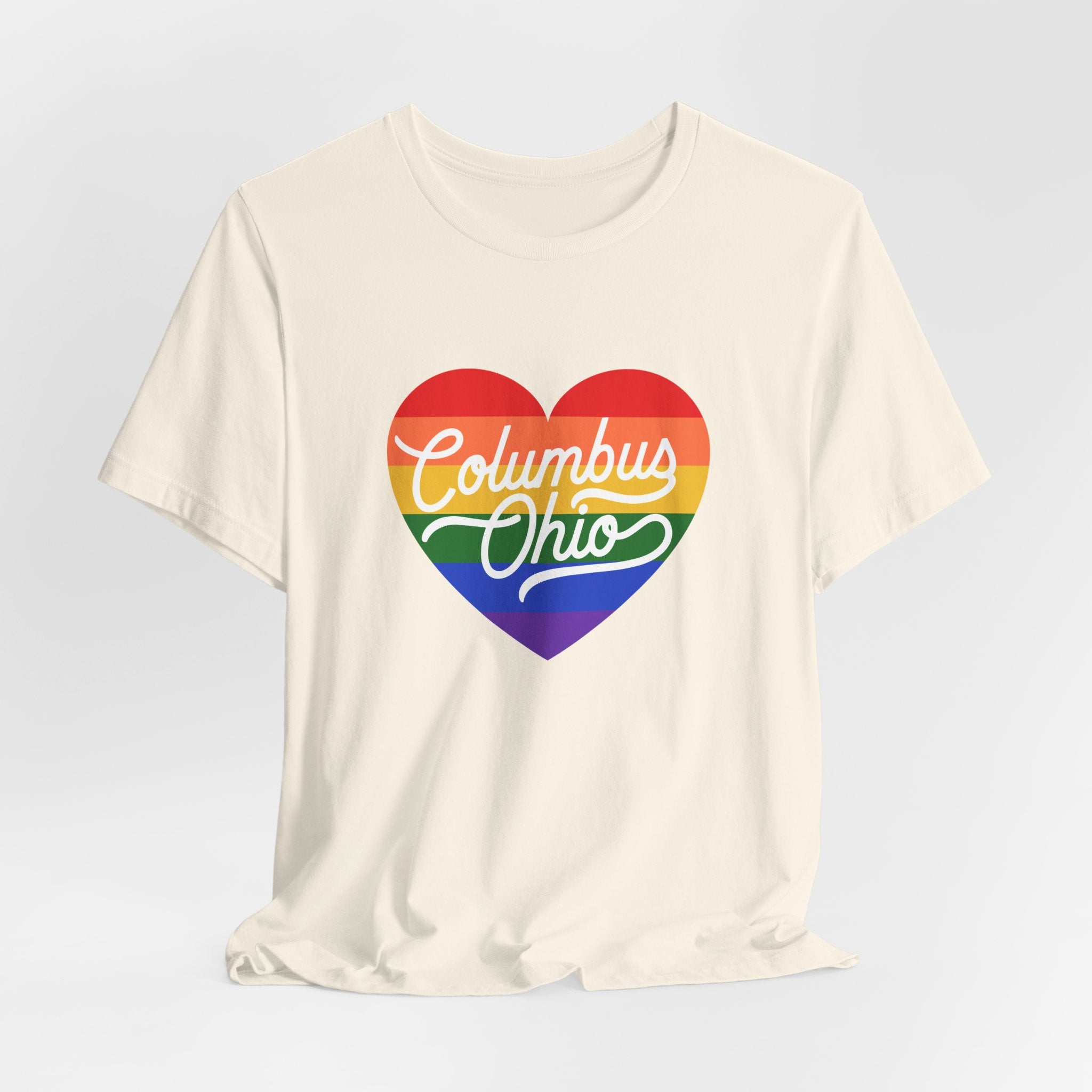Columbus Ohio Rainbow Pride Heart T‑Shirt