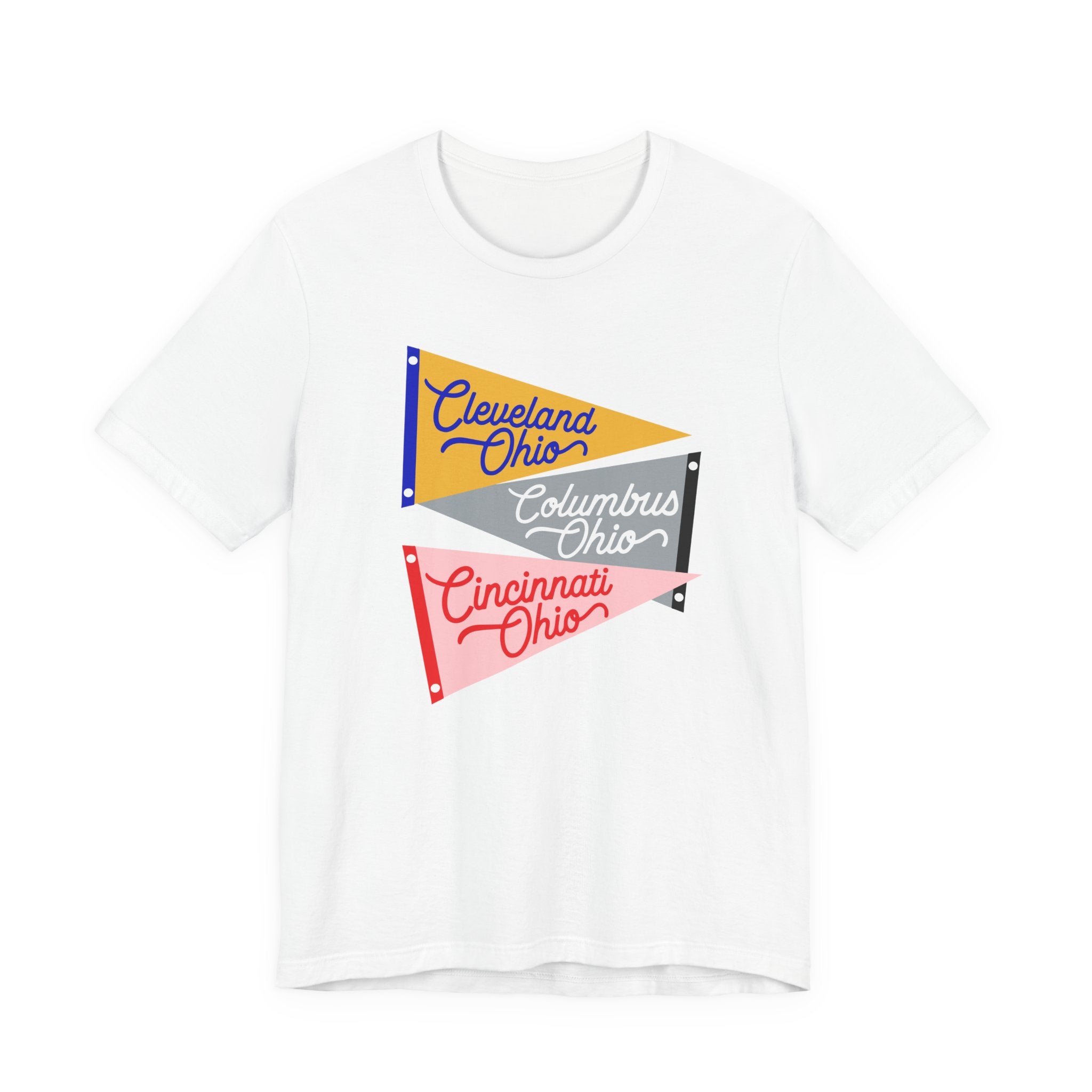 Ohio Pennant Cities T-Shirt — Cleveland Columbus Cincinnati
