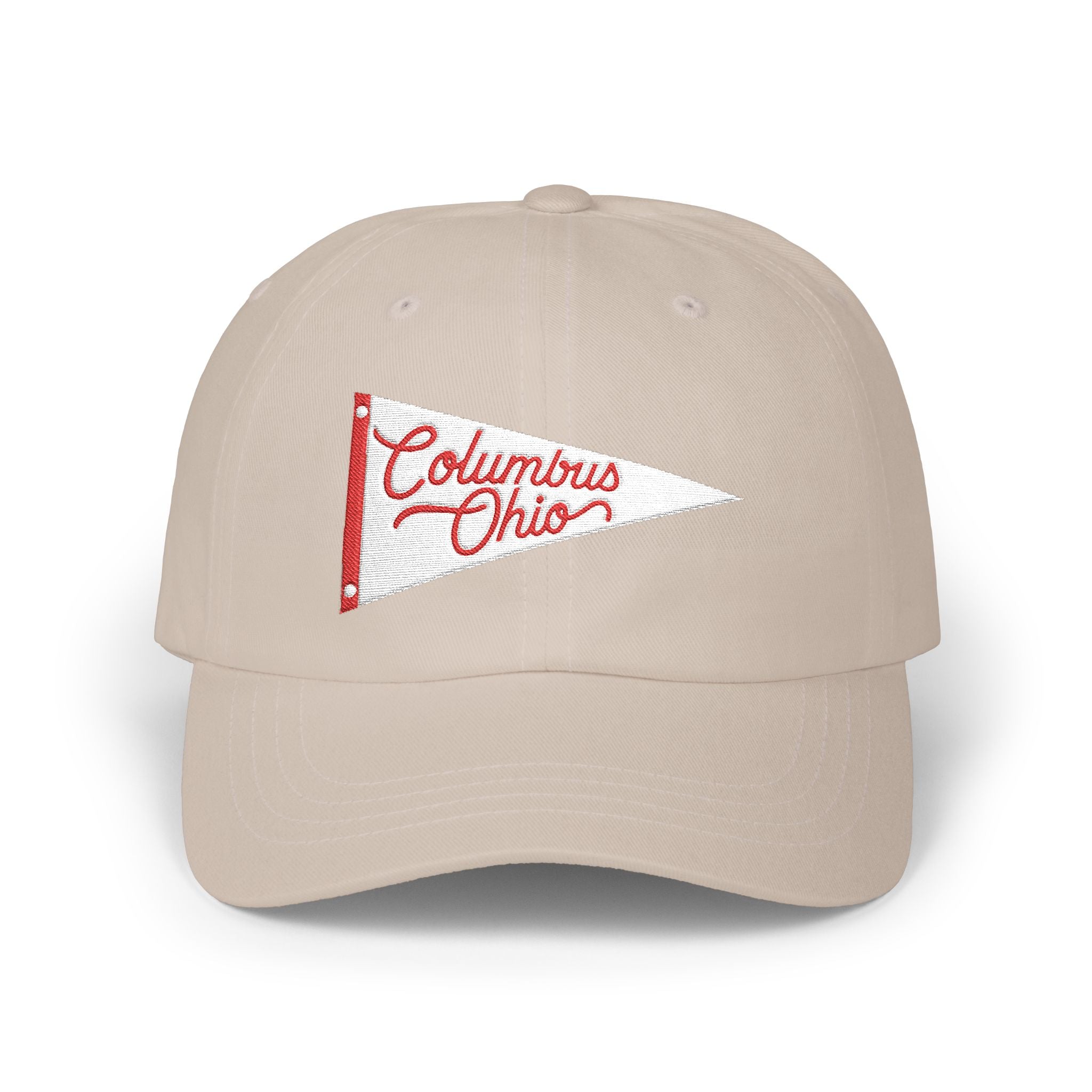 Columbus Ohio Pennant Dad Cap — Vintage Script Baseball Hat