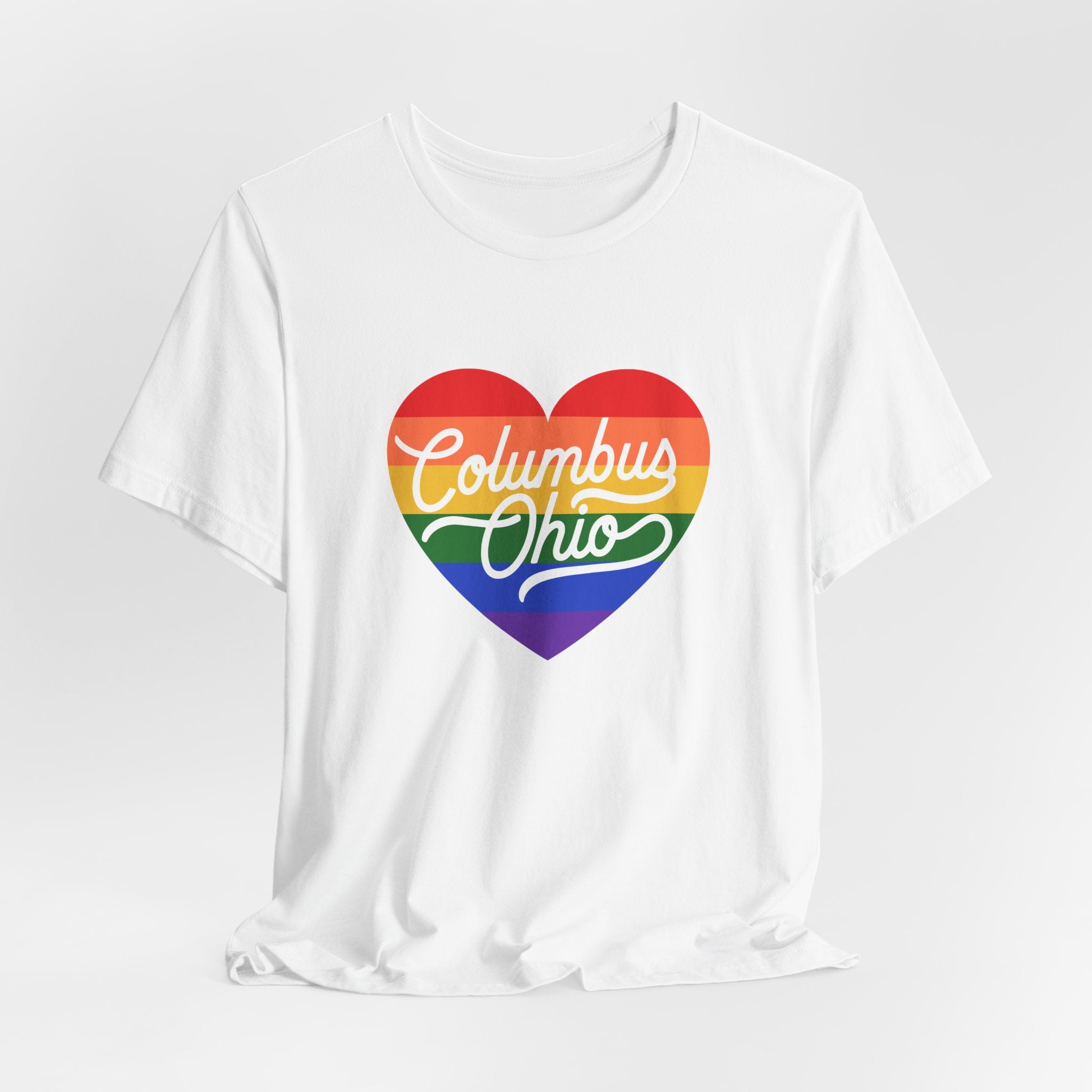 Columbus Ohio Rainbow Pride Heart T‑Shirt