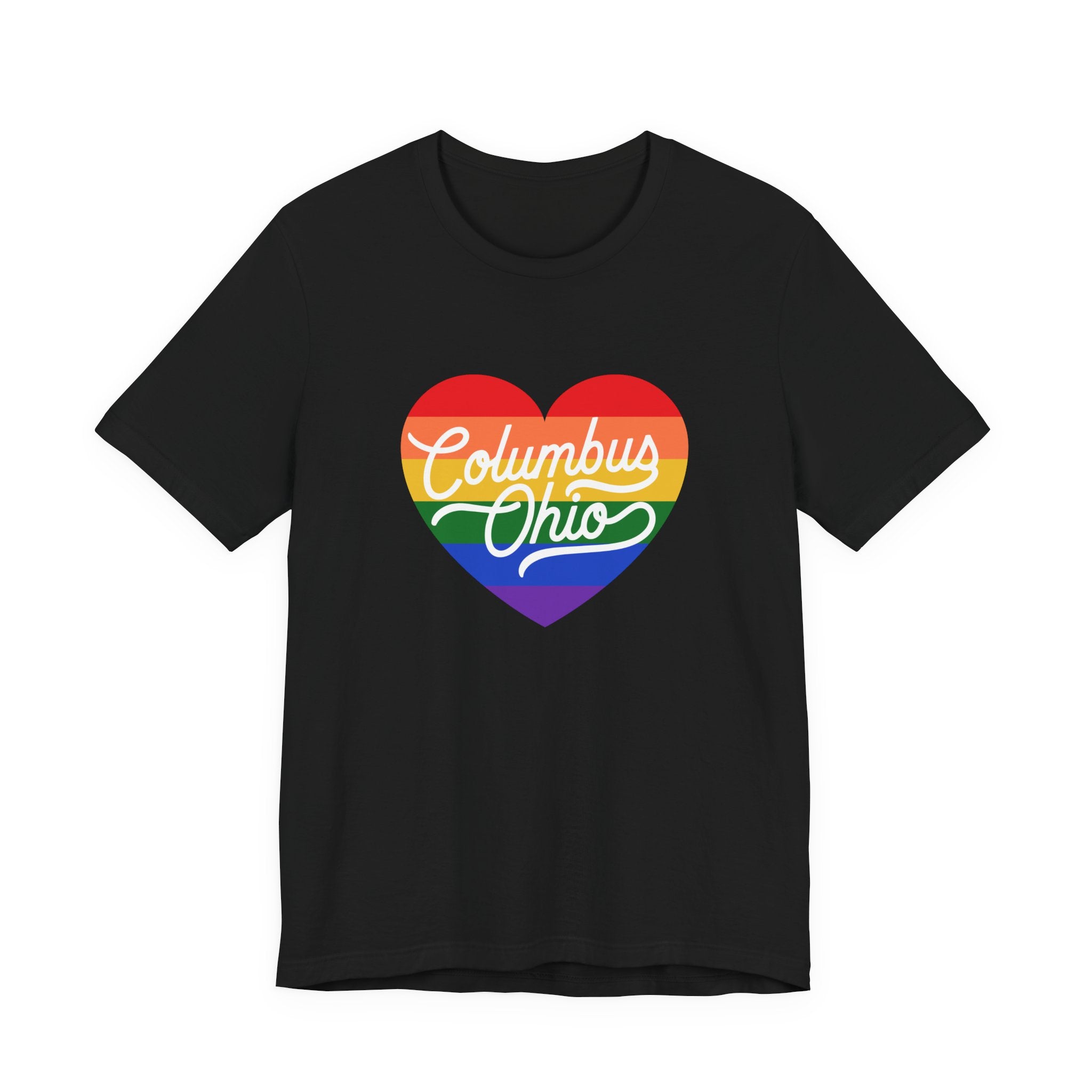 Columbus Ohio Rainbow Pride Heart T‑Shirt