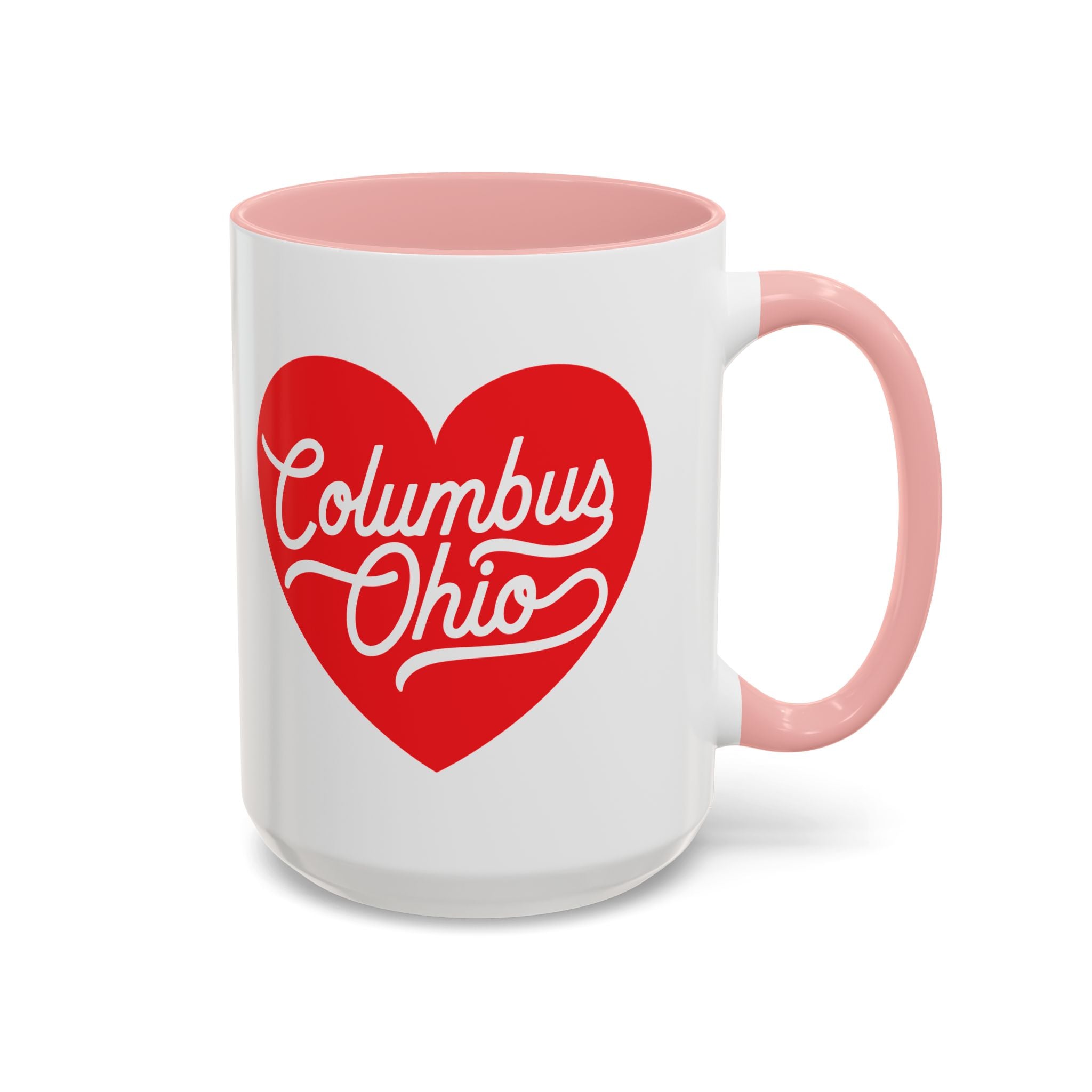Columbus Ohio Heart Coffee Mug — Pink Accent (15oz)