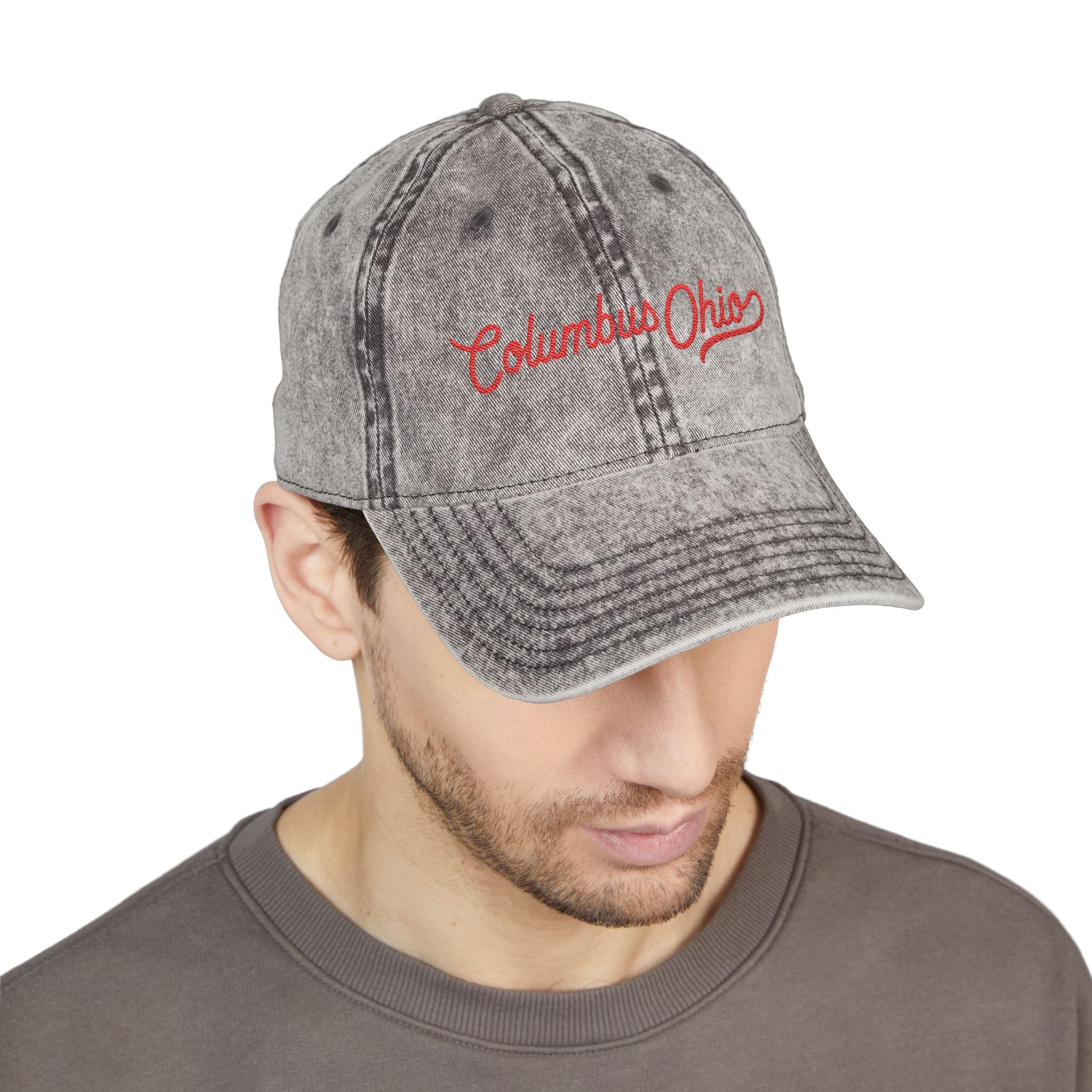 Vintage Embroidered Cap — "Columbus, Ohio" Script Dad Hat