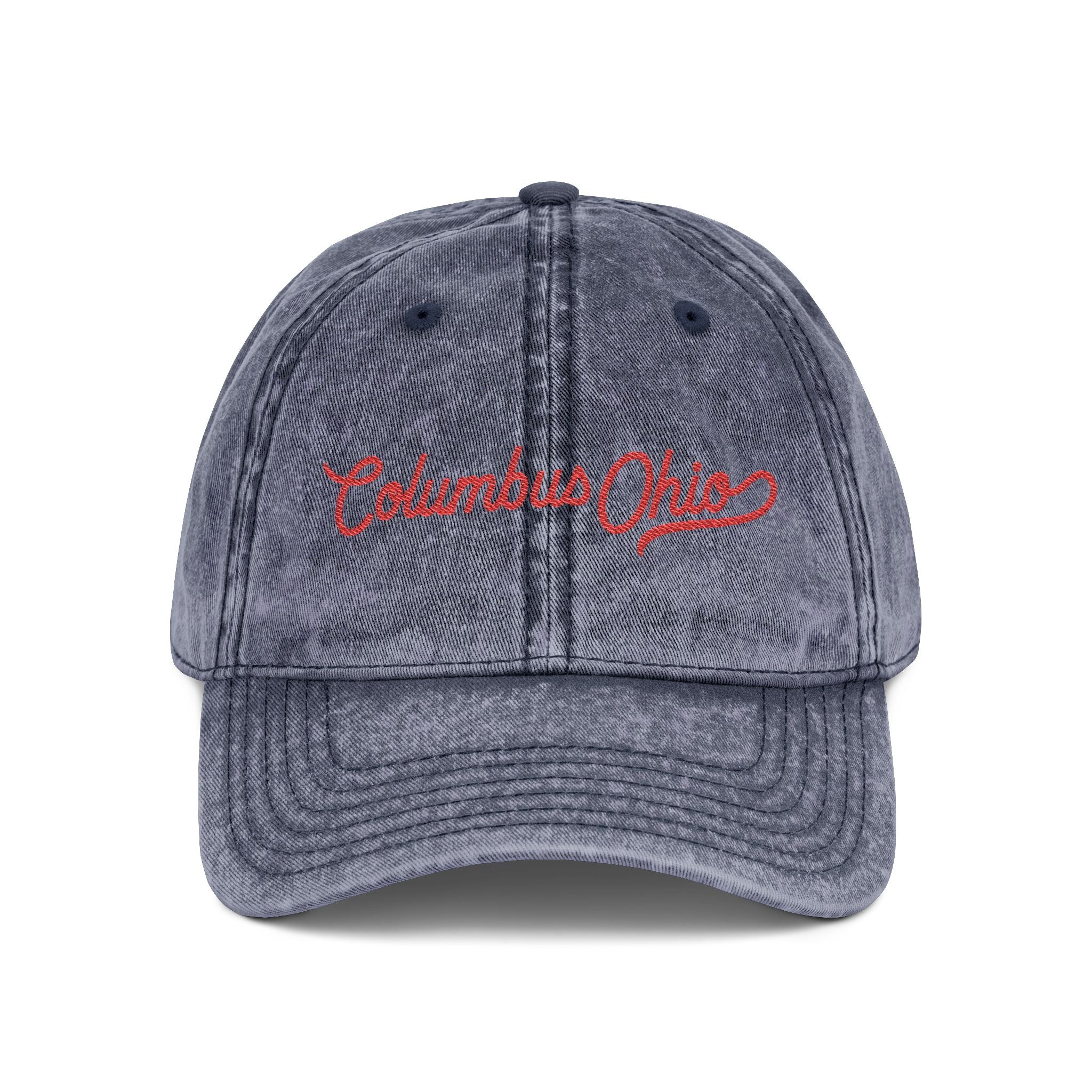 Vintage Embroidered Cap — "Columbus, Ohio" Script Dad Hat