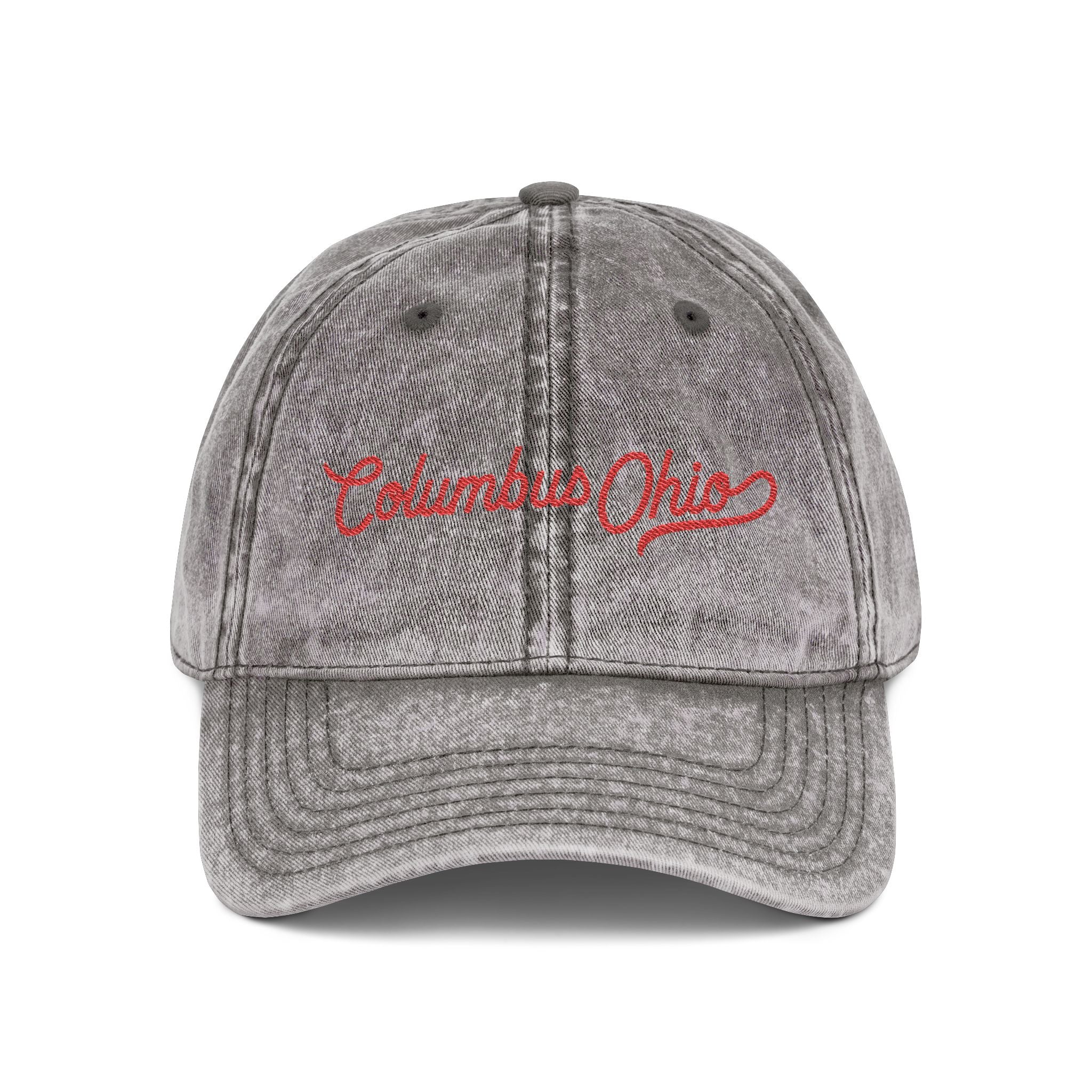 Vintage Embroidered Cap — "Columbus, Ohio" Script Dad Hat