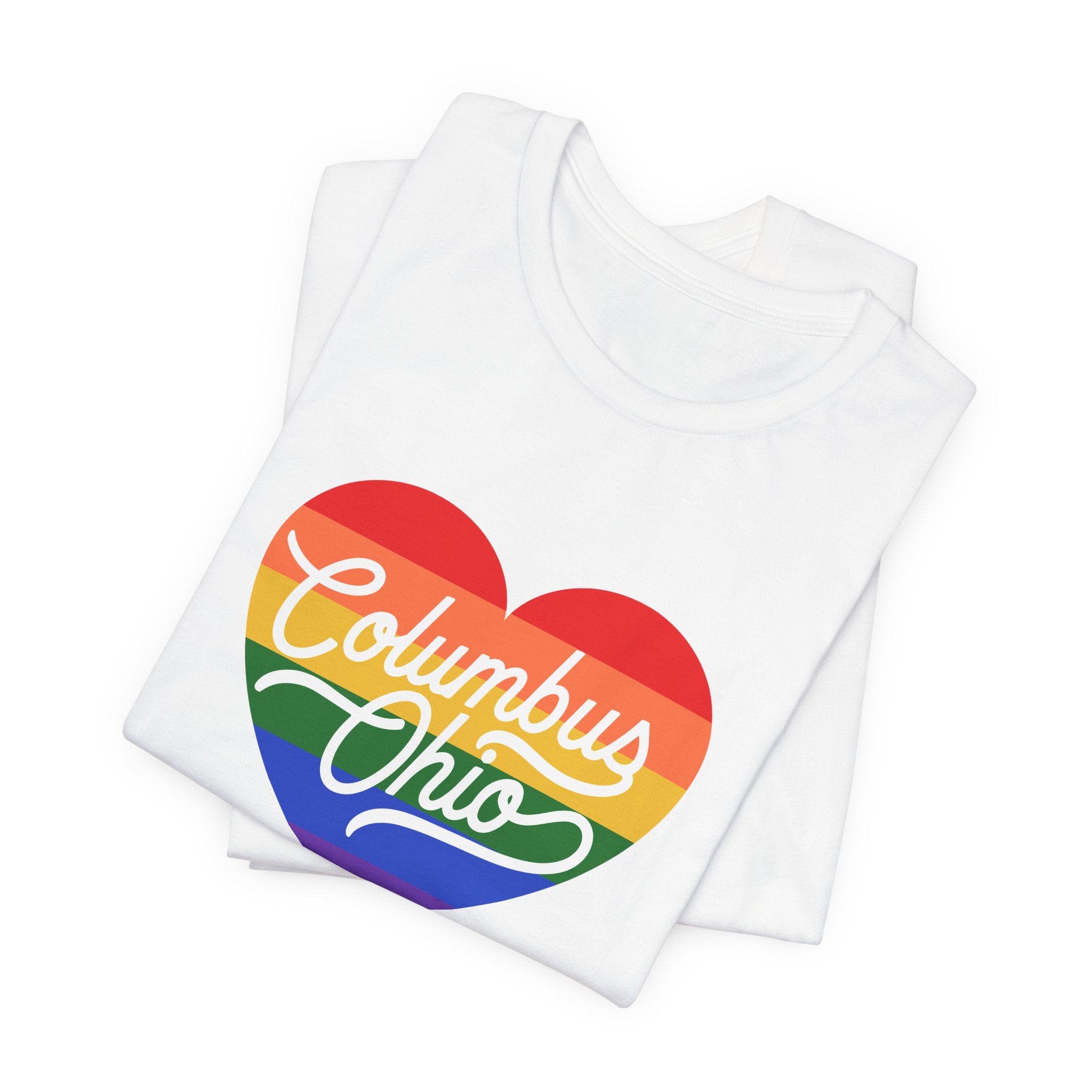 Columbus Ohio Rainbow Pride Heart T‑Shirt