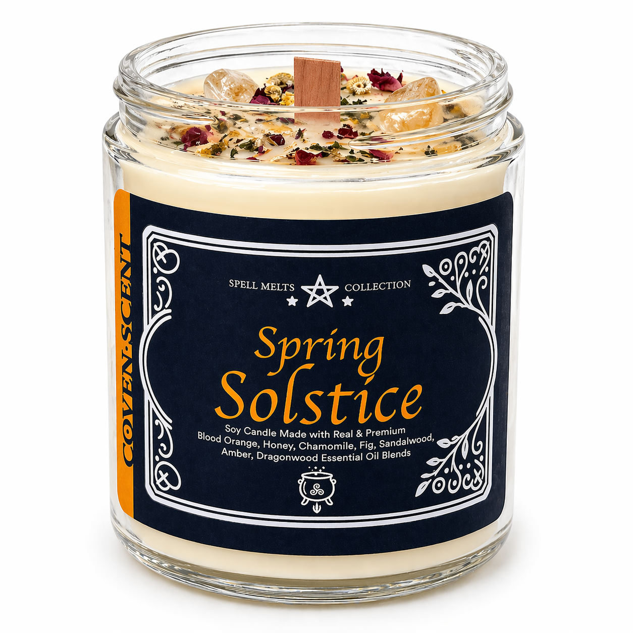Spell For Spring Solstice - 8 oz Glass Candle - Crackling Wood Wick