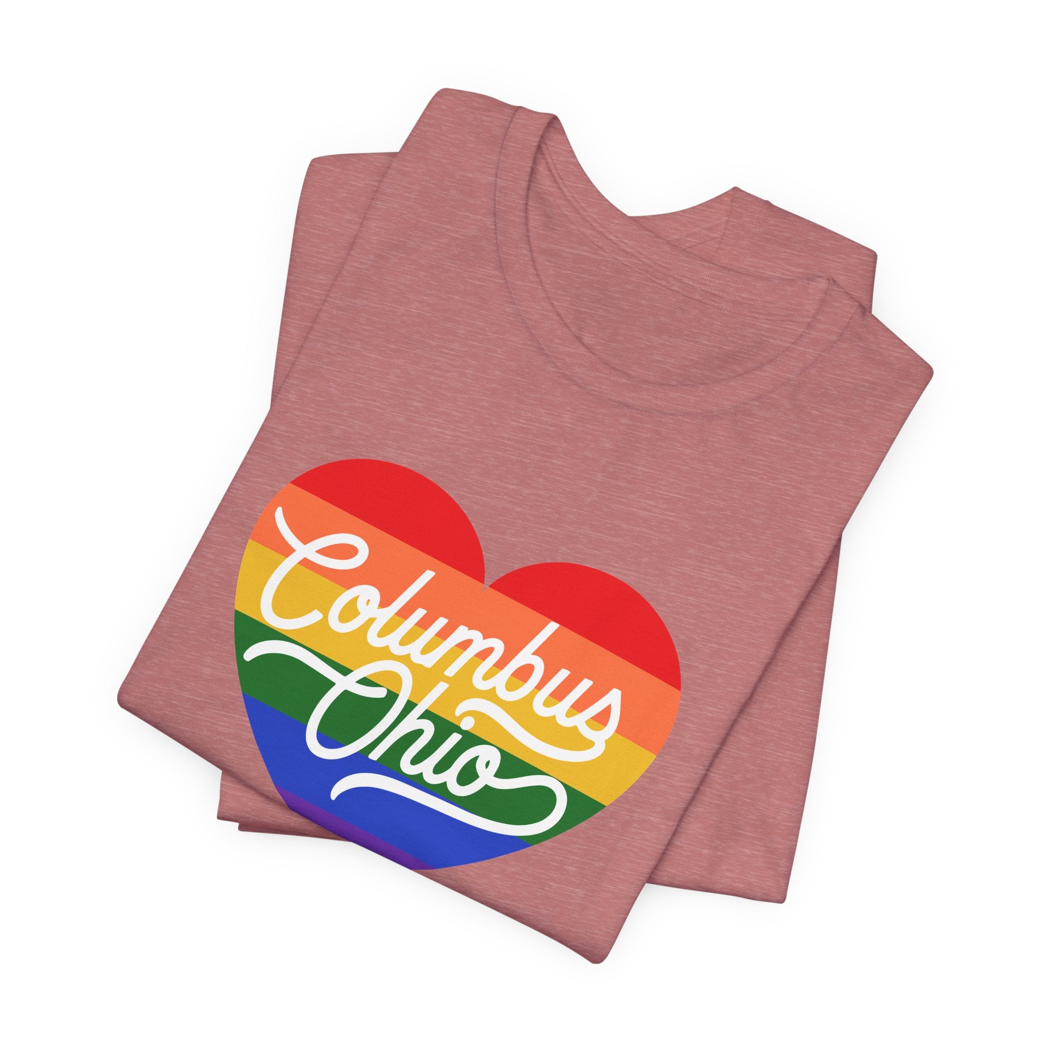 Columbus Ohio Rainbow Pride Heart T‑Shirt