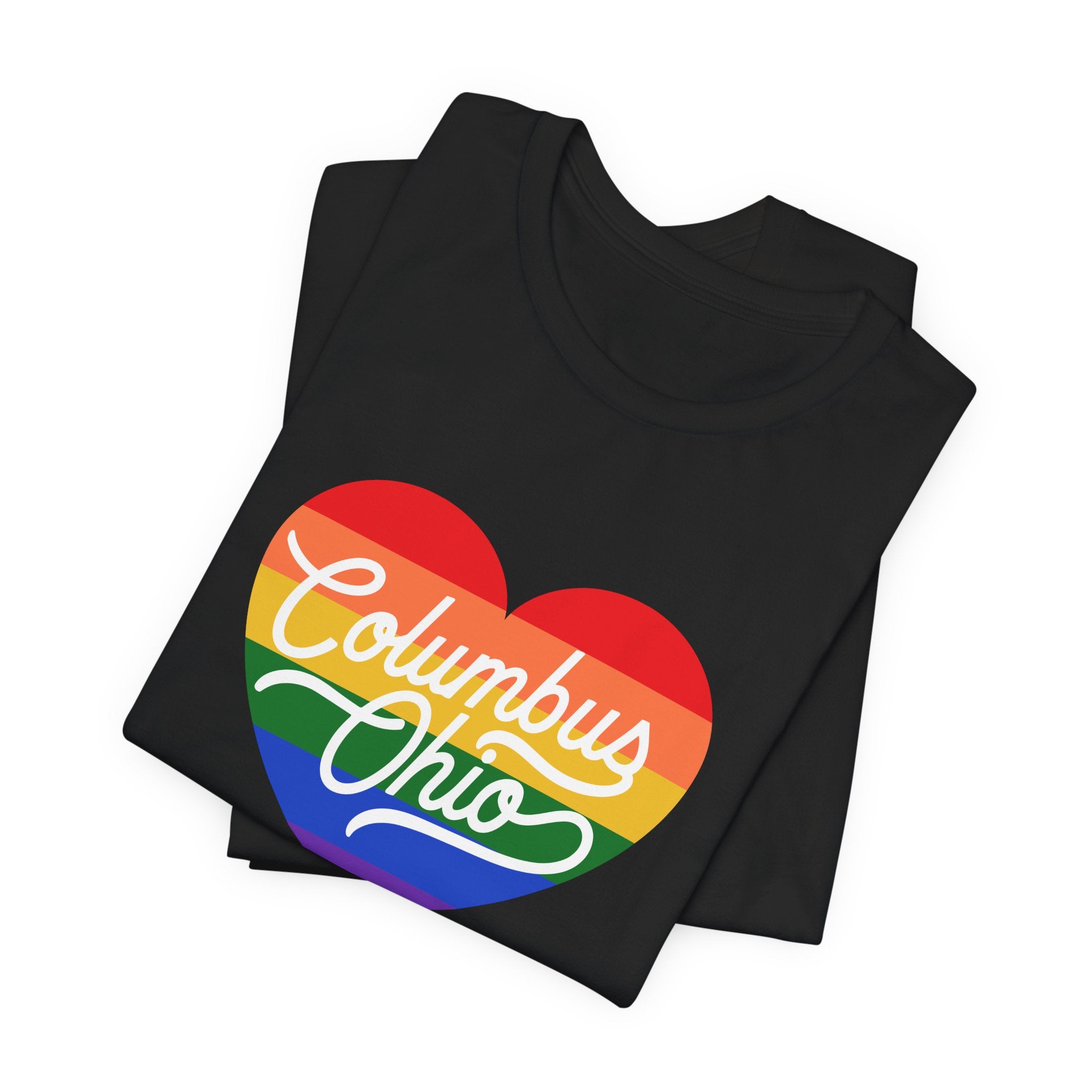 Columbus Ohio Rainbow Pride Heart T‑Shirt