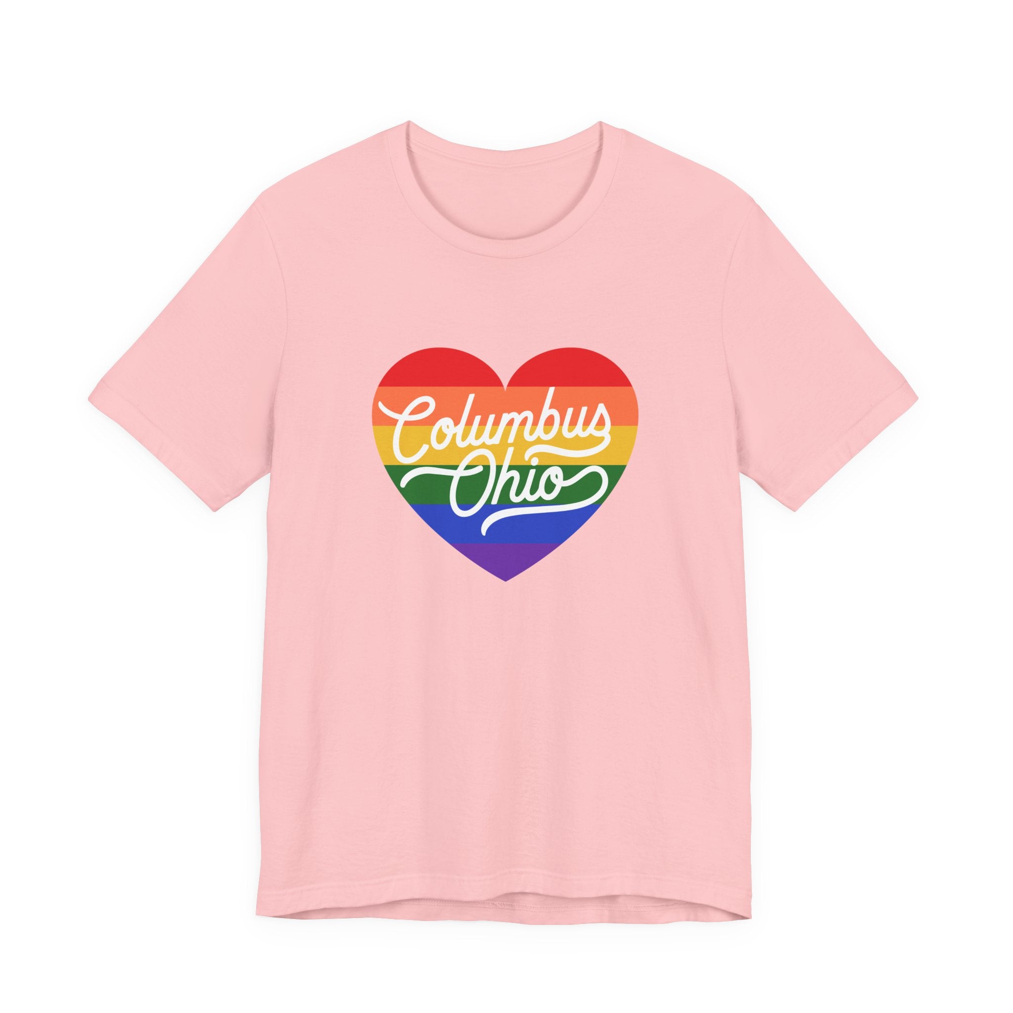 Columbus Ohio Rainbow Pride Heart T‑Shirt