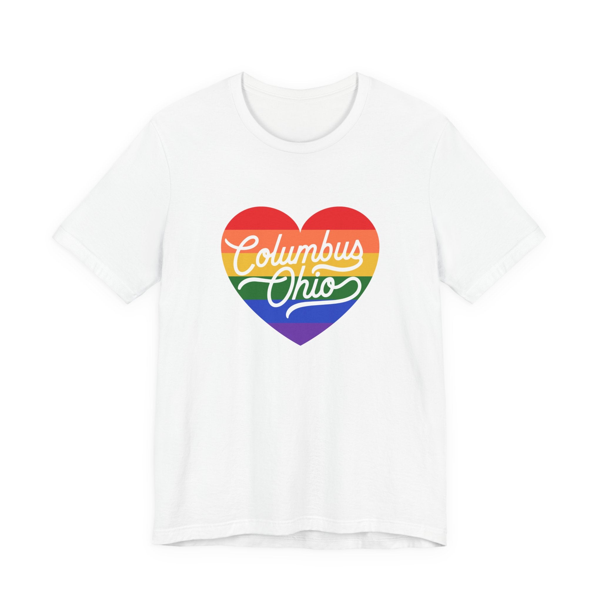 Columbus Ohio Rainbow Pride Heart T‑Shirt