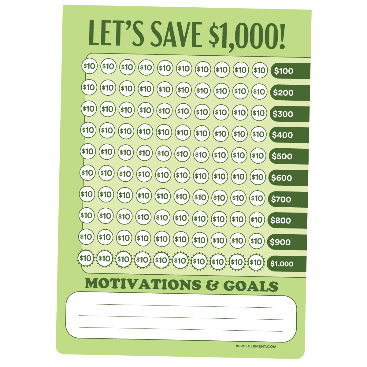 Let's Save $1000 Notepad