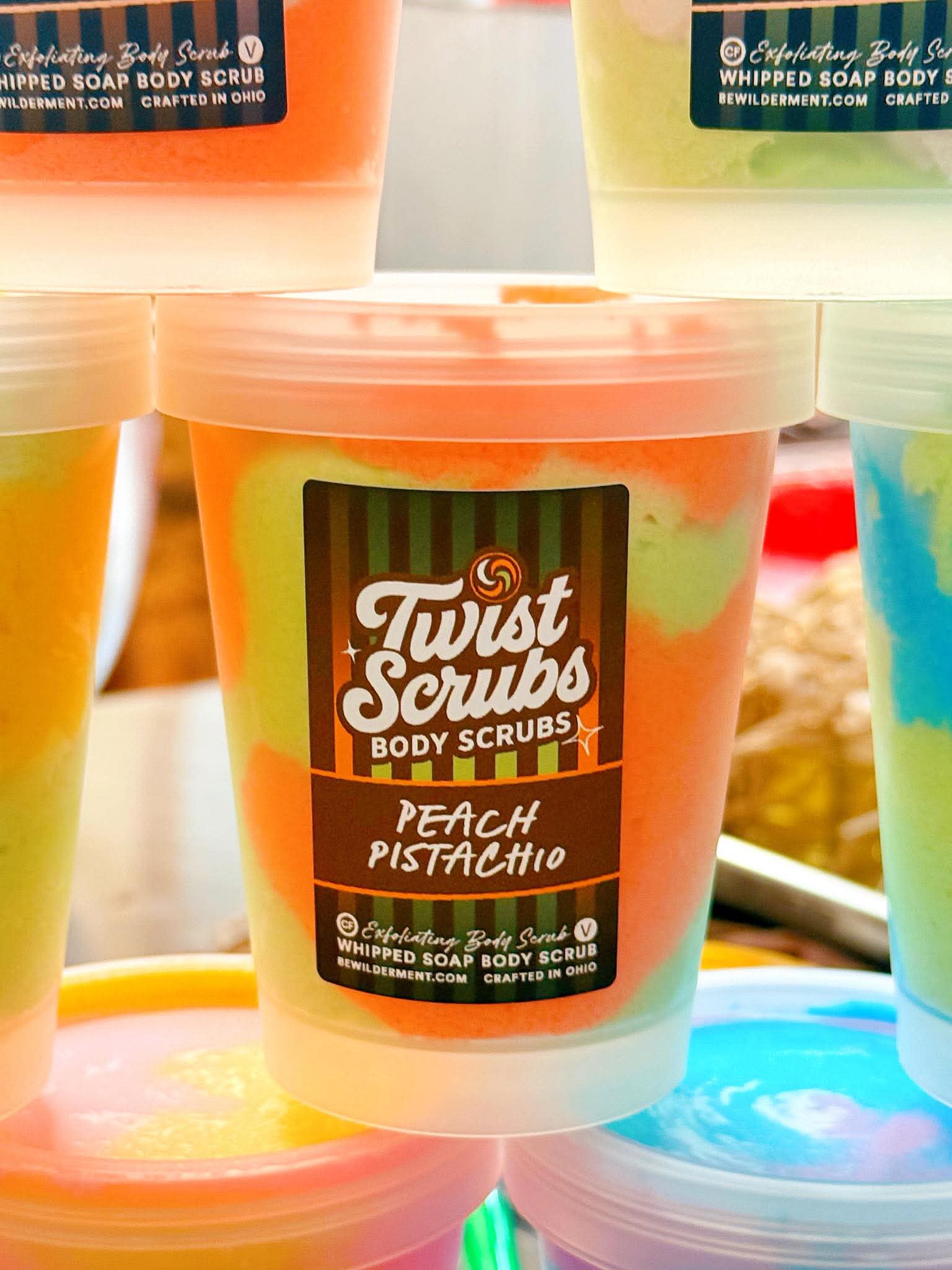 Peach + Pistachio Twist Scrub