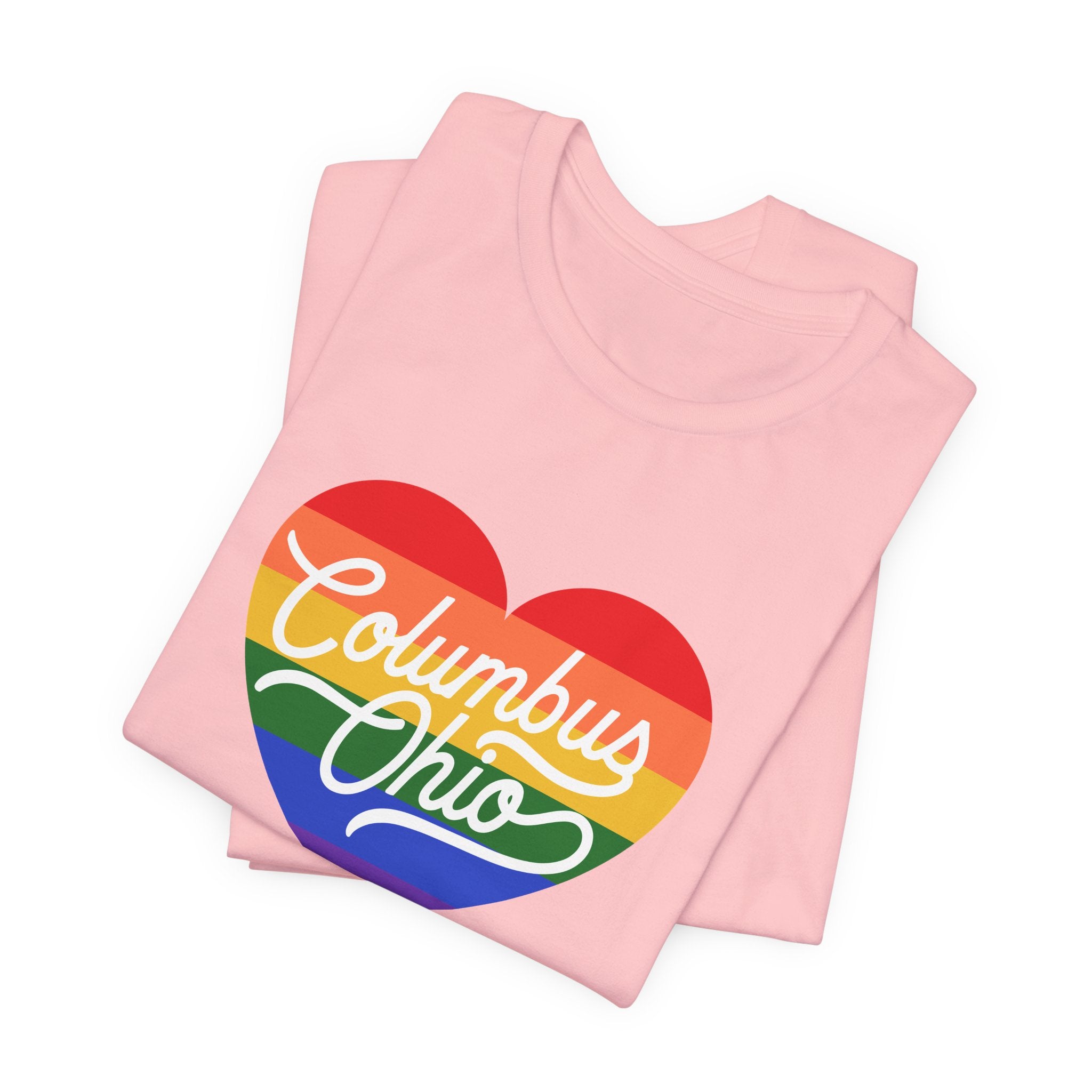 Columbus Ohio Rainbow Pride Heart T‑Shirt