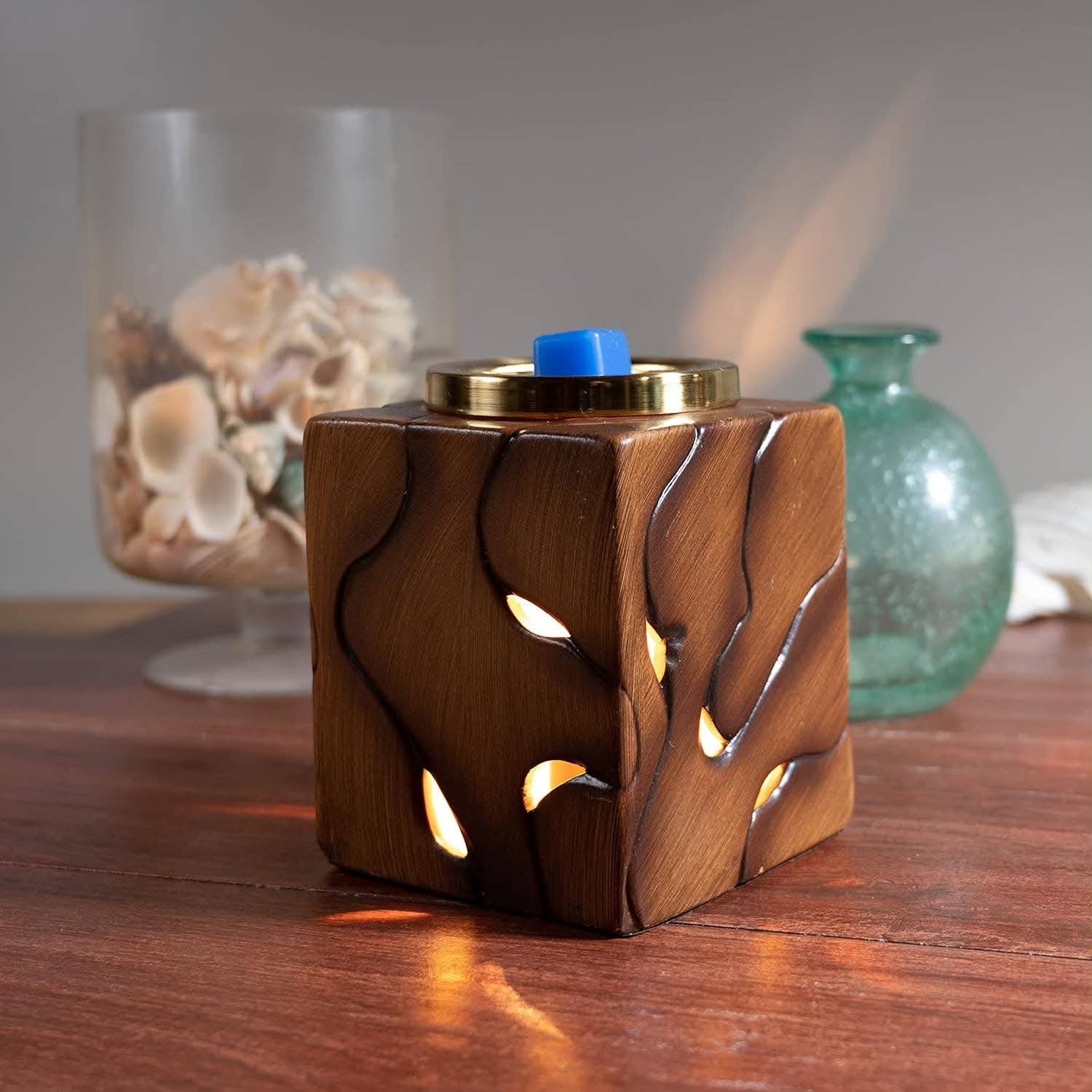 Modern Driftwood Electric Wax Warmer with Bulb