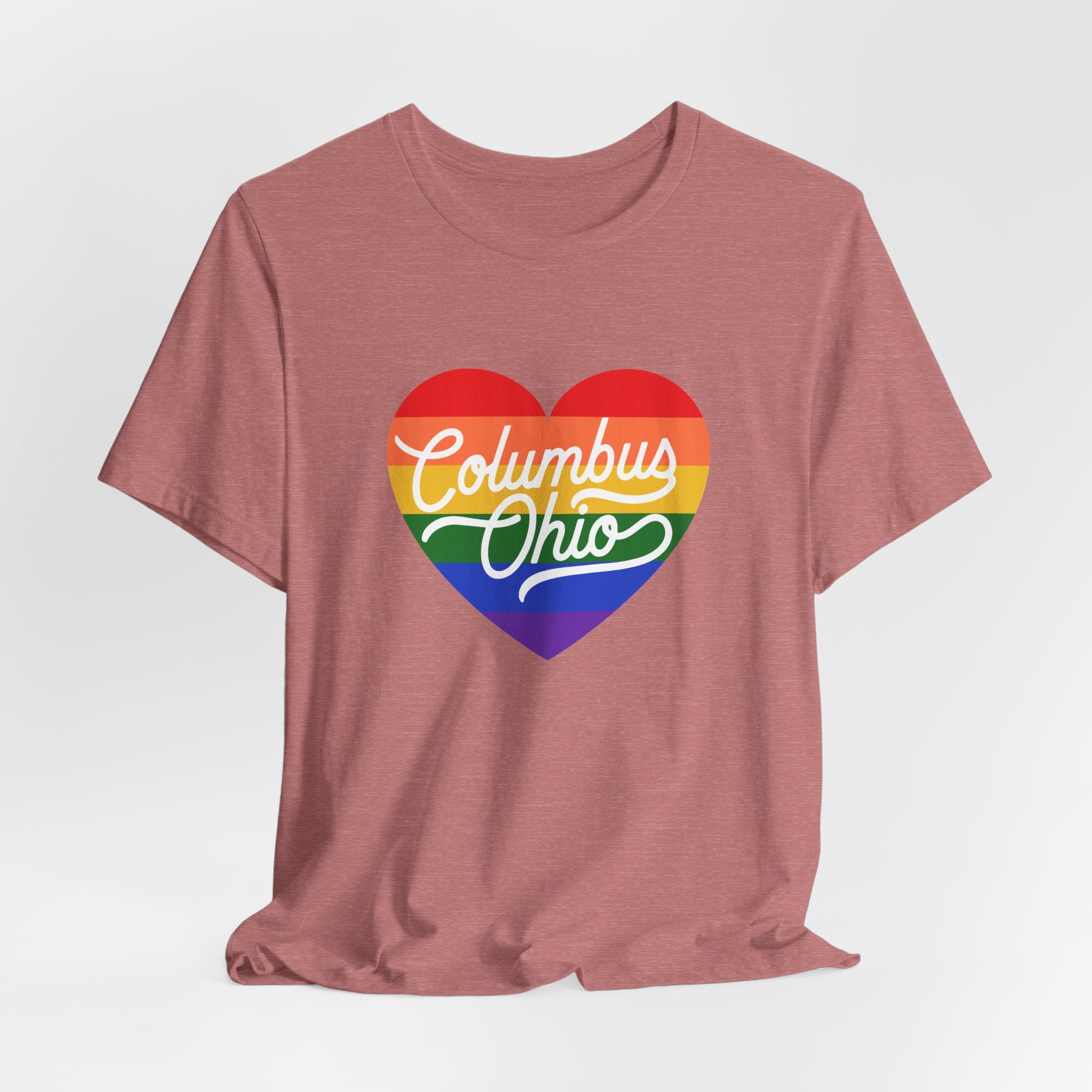 Columbus Ohio Rainbow Pride Heart T‑Shirt