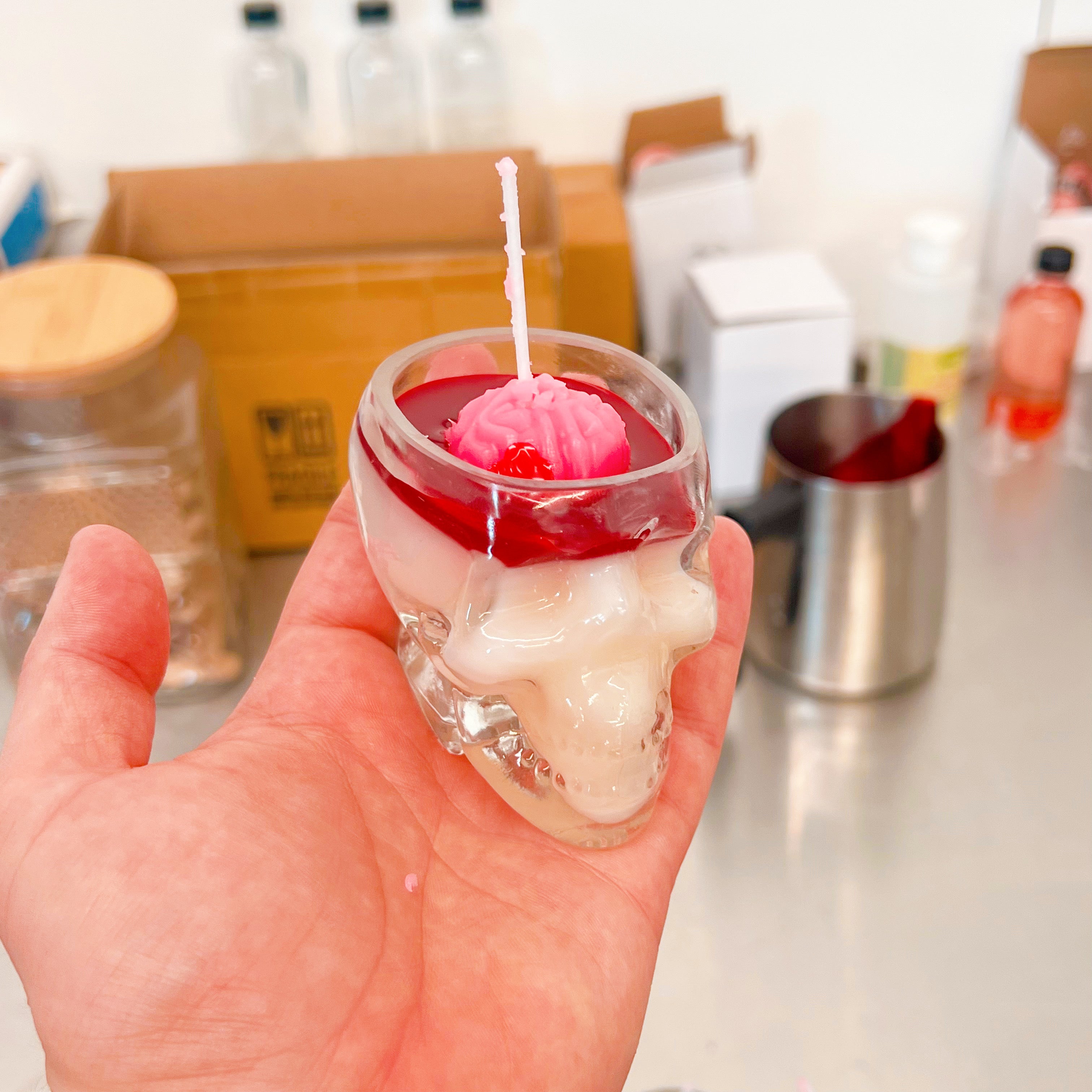 Skull Glass Candle