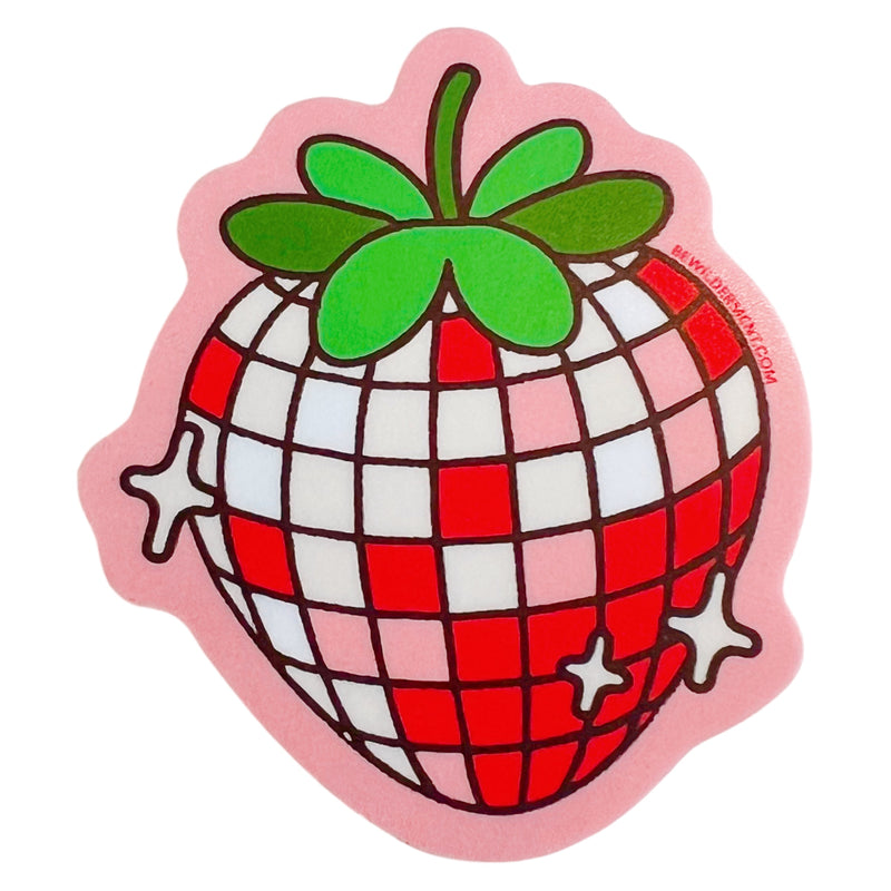 Disco Strawberry Vinyl Sticker