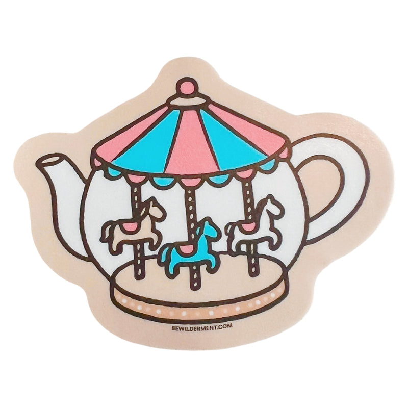 Merry Go Round Teapot Vinyl Sticker - Limited Run!