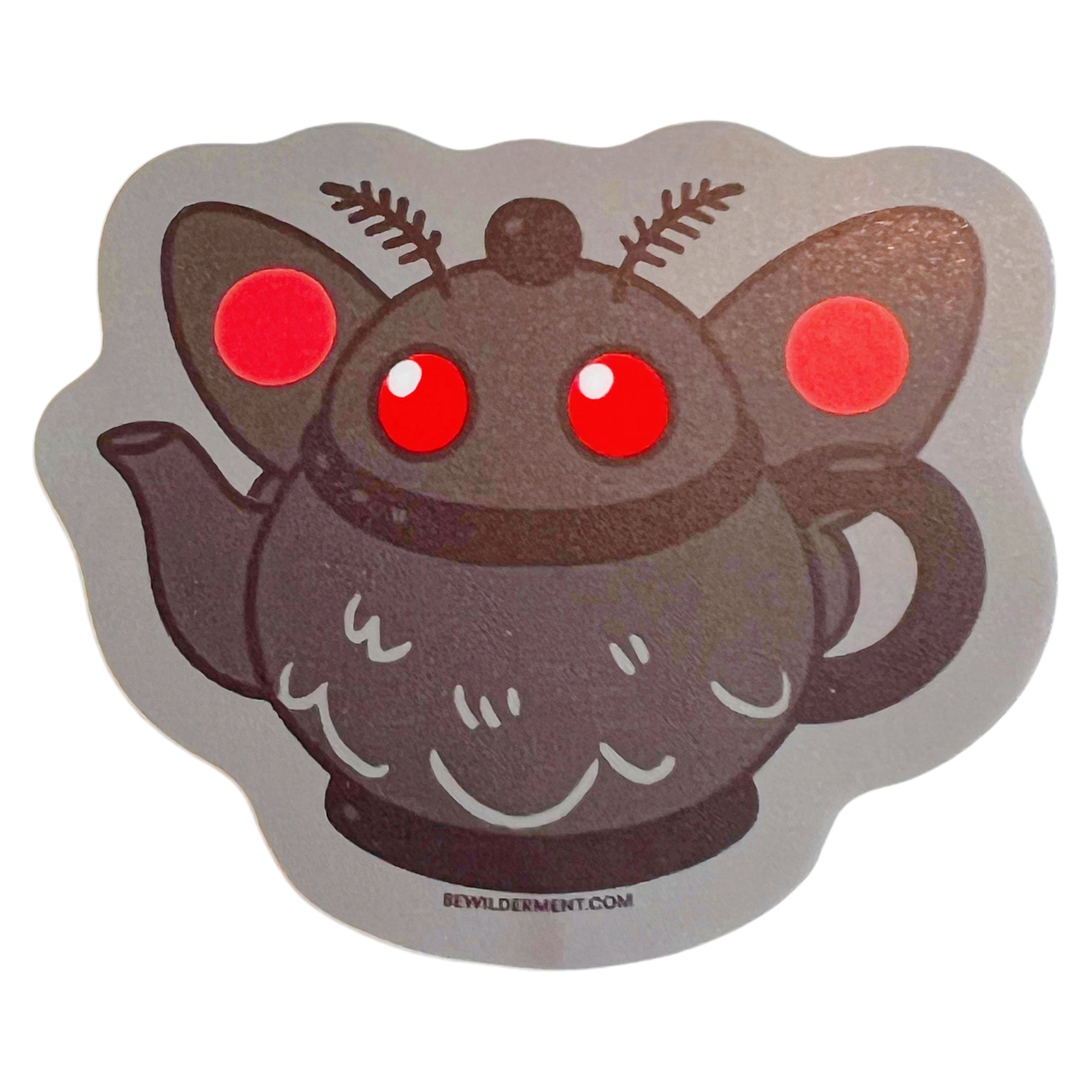 Moth Man Cryptid Teapot Vinyl Sticker - Limited Run!