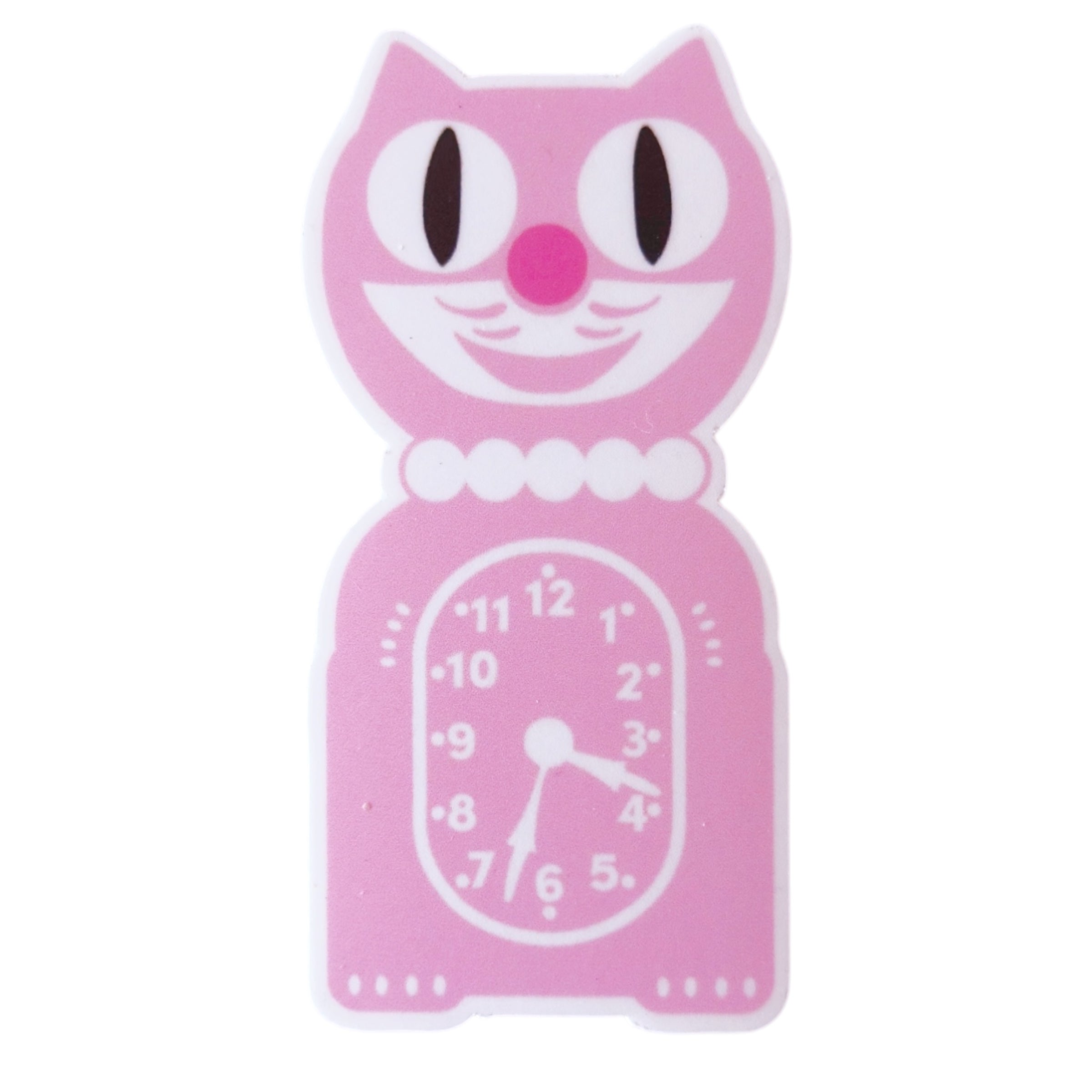 Pink Cat Clock Vinyl Sticker