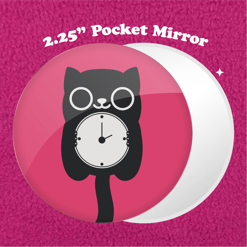 Black Kit-Kat Clock 2.25" Pocket Mirror