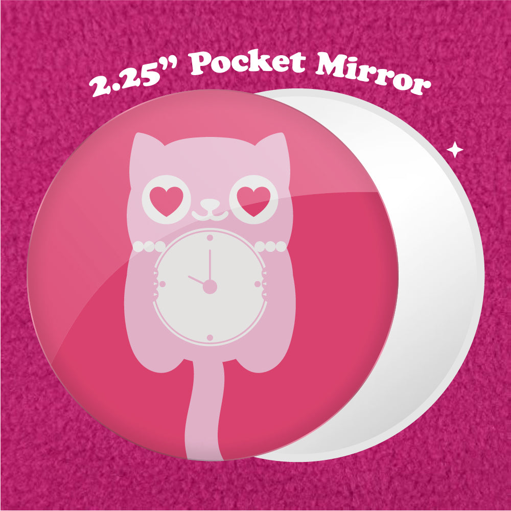 Pink Kit-Kat Clock 2.25" Pocket Mirror