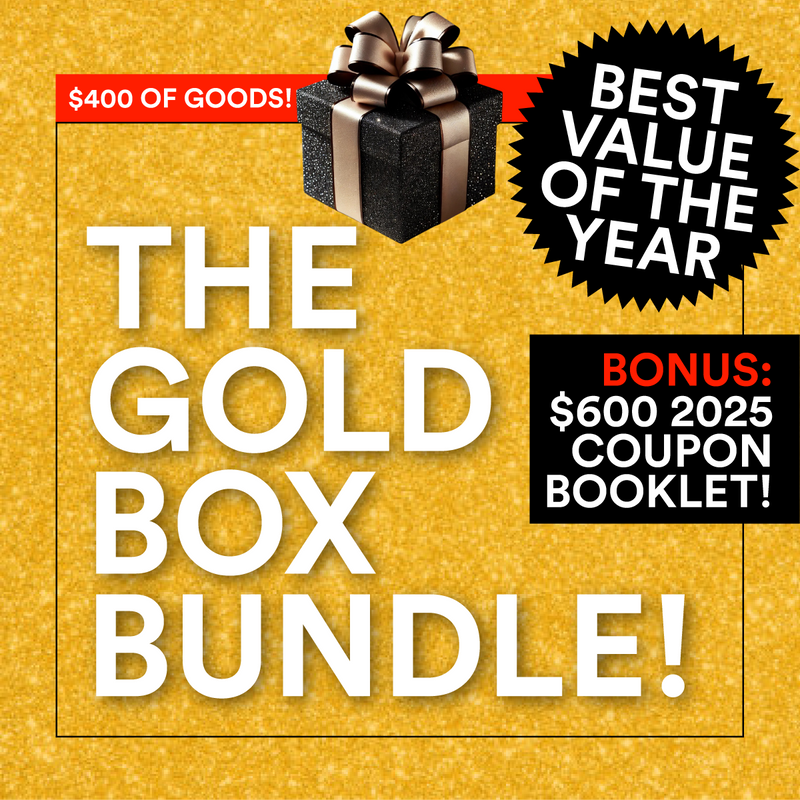 The GOLD Box Bundle - $400+ of Goods! Plus 2025 Coupon Book! BEST VALUE OF THE YEAR!